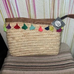 Straw asymmetrical bag